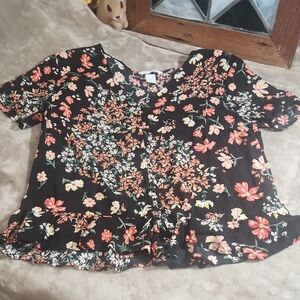 H&M Black Multicolor Floral Blouse